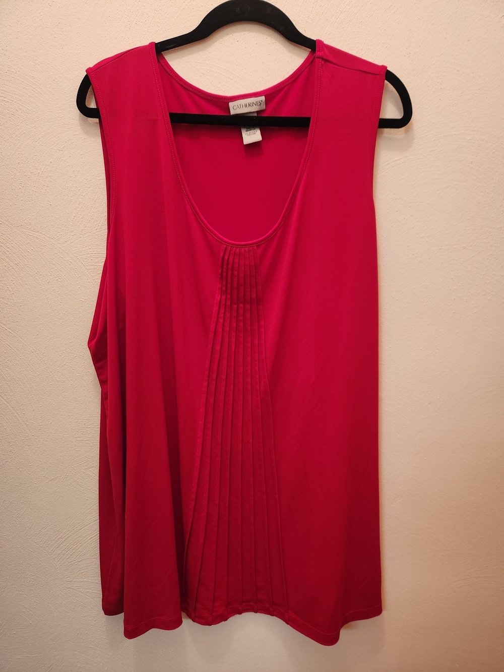 Catherines Red Pleated Scoop Neck Tunic Tank Size 3X